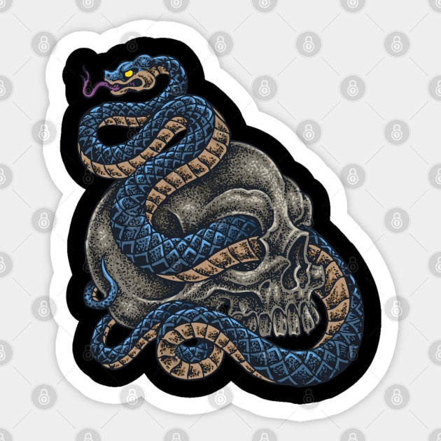 Mamba Snake On Sugar Skull Sticker by BlackRavenOath